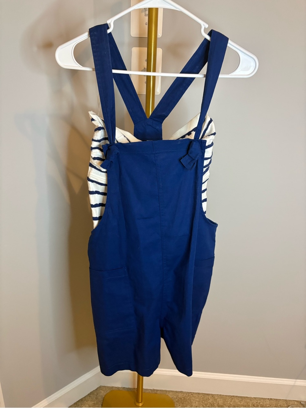 Zenana Outfitters Royal Blue Short Overalls and Strapless Zenana Crop Shirt